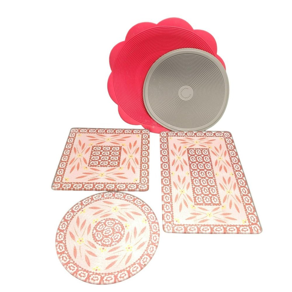 Temp-tations Old World Trivet Lot Hot Plate Silicone Mat Red by Tara PD045